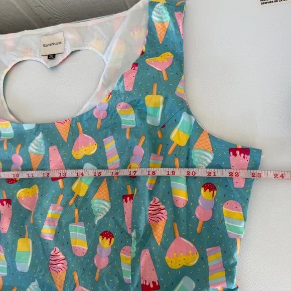 Royal Monk Ice Cream Print Dress 3XL Retro Novelty Summer Twee - Picture 6 of 7